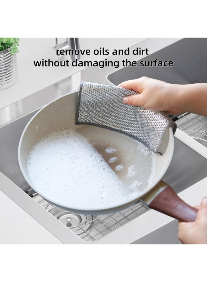 HOMESTAR 8 Pcs Silver Cleaning Cloths, Single-Layer Grid Scrubber Dishcloth, Non-Stick Oil Easy Clean Dishwashing Rags, For Cleaning Tableware, Sinks, Stovetops, Pots, etc  (20x20cm) - Image 5