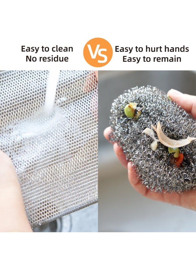 HOMESTAR 8 Pcs Silver Cleaning Cloths, Single-Layer Grid Scrubber Dishcloth, Non-Stick Oil Easy Clean Dishwashing Rags, For Cleaning Tableware, Sinks, Stovetops, Pots, etc  (20x20cm) - Image 4