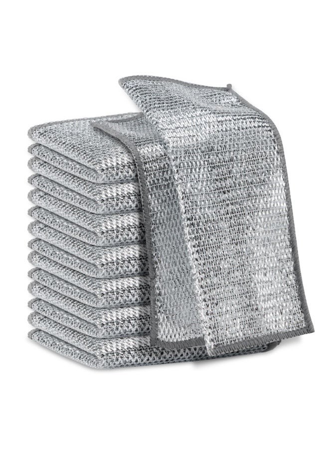 HOMESTAR 8 Pcs Silver Cleaning Cloths, Single-Layer Grid Scrubber Dishcloth, Non-Stick Oil Easy Clean Dishwashing Rags, For Cleaning Tableware, Sinks, Stovetops, Pots, etc  (20x20cm) - Image 1