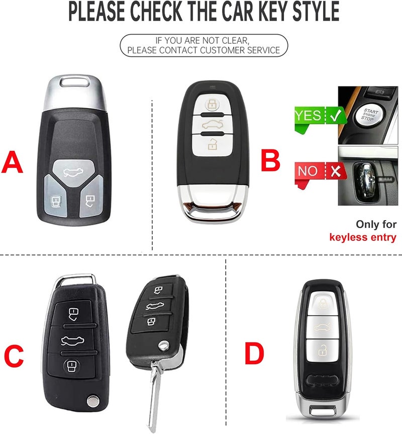 Ontto Luminous Car Key Fob Cover for Audi Models with Keychain - Image 2