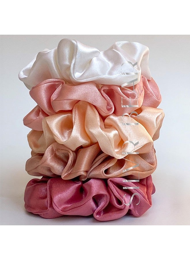 SILVR BEAR Luxury Satin Scrunchies SAME 5 COLORS AS PIC, Anti-Hair-Breakage, Hair Ties, Scrunchies Set for Girls, Women, Best gift for Sister, Friend, Mom (Rose Collection) - Image 3