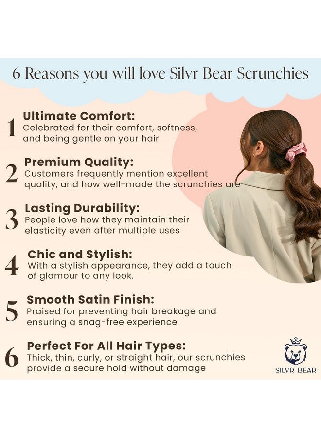 SILVR BEAR Luxury Satin Scrunchies SAME 5 COLORS AS PIC, Anti-Hair-Breakage, Hair Ties, Scrunchies Set for Girls, Women, Best gift for Sister, Friend, Mom (Rose Collection) - Image 2