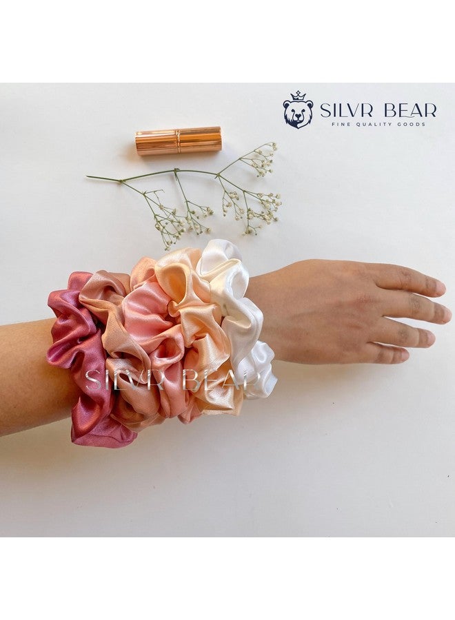 SILVR BEAR Luxury Satin Scrunchies SAME 5 COLORS AS PIC, Anti-Hair-Breakage, Hair Ties, Scrunchies Set for Girls, Women, Best gift for Sister, Friend, Mom (Rose Collection) - Image 4