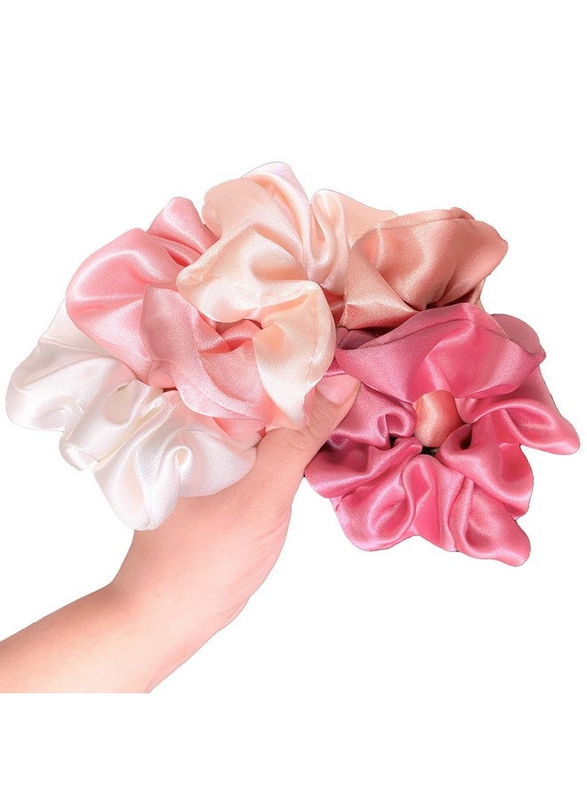 SILVR BEAR Luxury Satin Scrunchies SAME 5 COLORS AS PIC, Anti-Hair-Breakage, Hair Ties, Scrunchies Set for Girls, Women, Best gift for Sister, Friend, Mom (Rose Collection) - Image 1