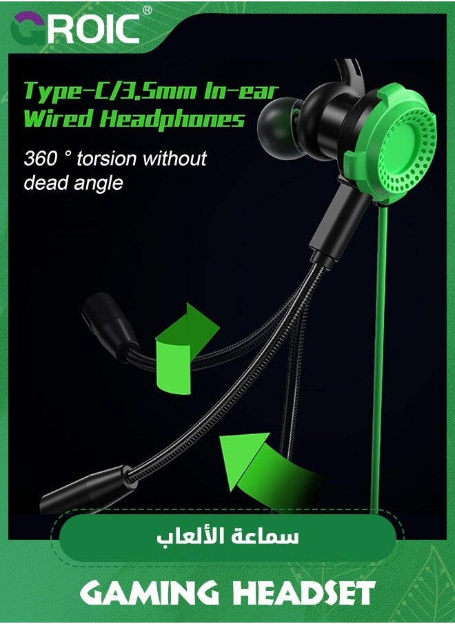 GROIC Dual Microphone Wired Earphone In-Ear Headphones with 3.5mm/Type-C Interface for Sports and Gaming, Corded Plug in Ear Buds  - Image 2