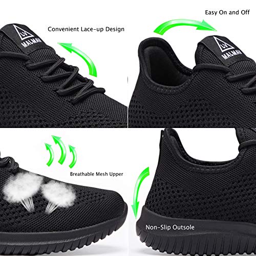 VAMJAM Men's Running Shoes Ultra Lightweight Breathable Walking Shoes Non Slip Athletic Fashion Sneakers Mesh Workout Casual Sports Shoes All Black Size 9 - Image 3