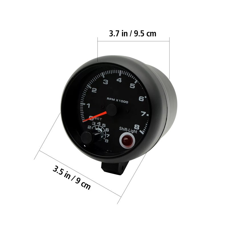 Car Tachometer Gauge Universal Car Gauge With Shift Light Automotive Replacement Tachometer For 4/6/8 Cylinders 3.75 Inch - Image 2