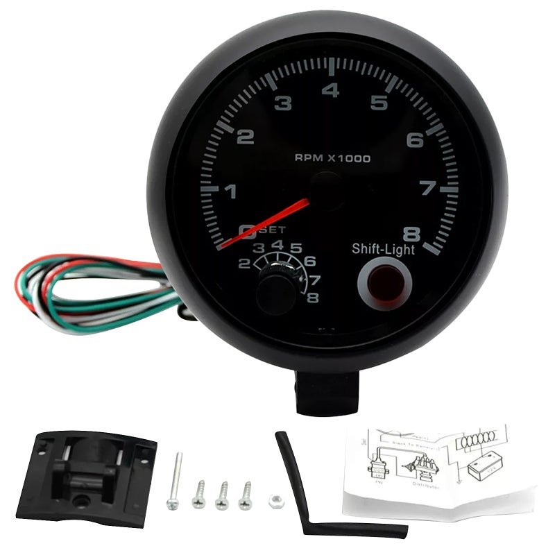 Car Tachometer Gauge Universal Car Gauge With Shift Light Automotive Replacement Tachometer For 4/6/8 Cylinders 3.75 Inch - Image 1