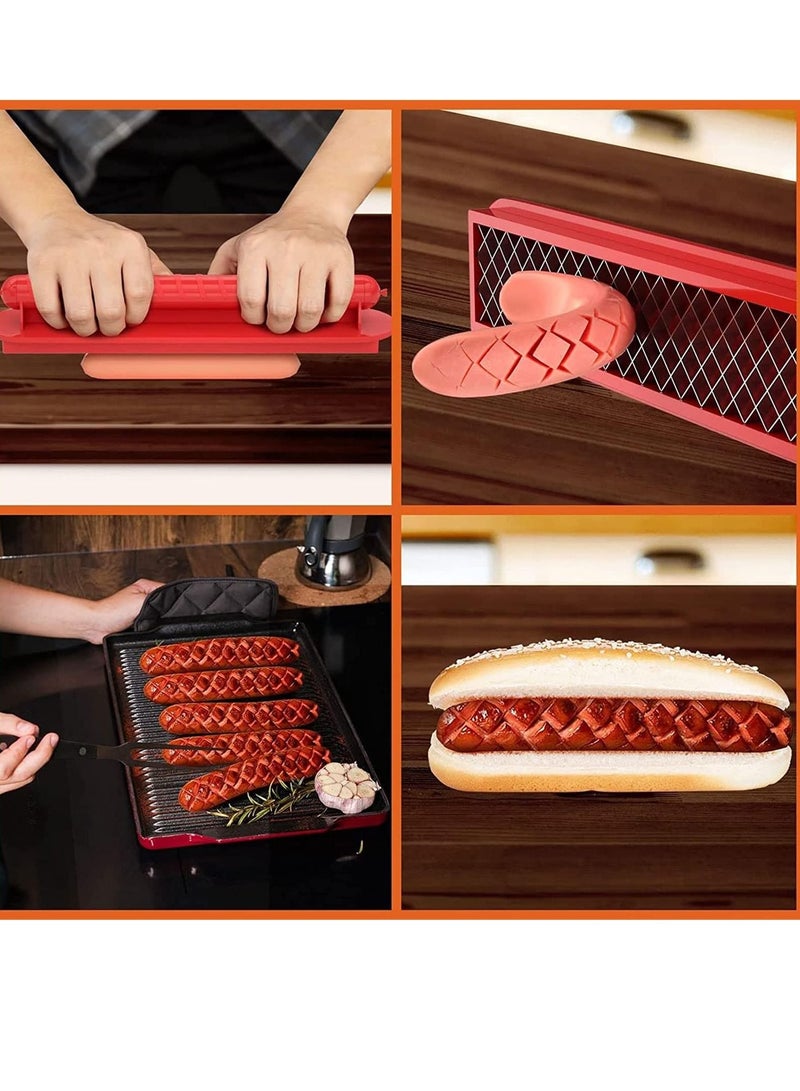 Y&D Hot Dog Cutter, Grilled Sausage and Ham Cutter Tool Portable Barbecue Spiral Fancy Blade Stainless Steel Slicer (red, 1 Piece)  - Image 3