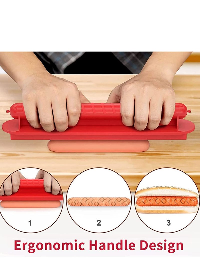 Y&D Hot Dog Cutter, Grilled Sausage and Ham Cutter Tool Portable Barbecue Spiral Fancy Blade Stainless Steel Slicer (red, 1 Piece)  - Image 4