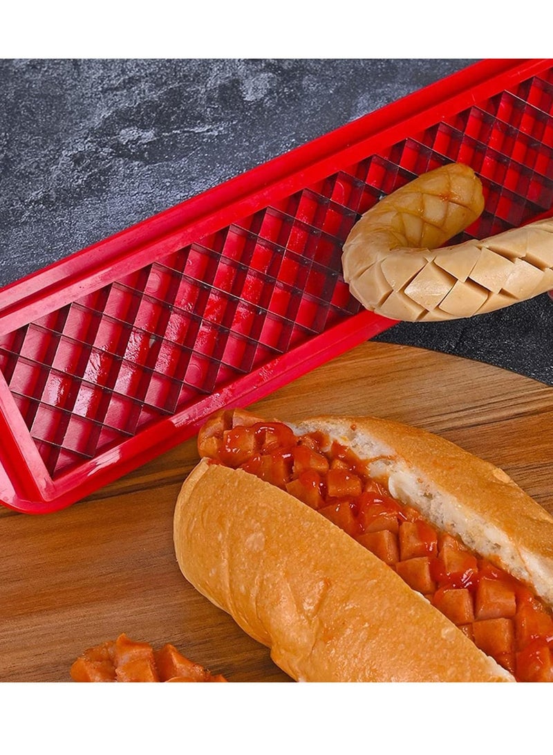 Y&D Hot Dog Cutter, Grilled Sausage and Ham Cutter Tool Portable Barbecue Spiral Fancy Blade Stainless Steel Slicer (red, 1 Piece)  - Image 2