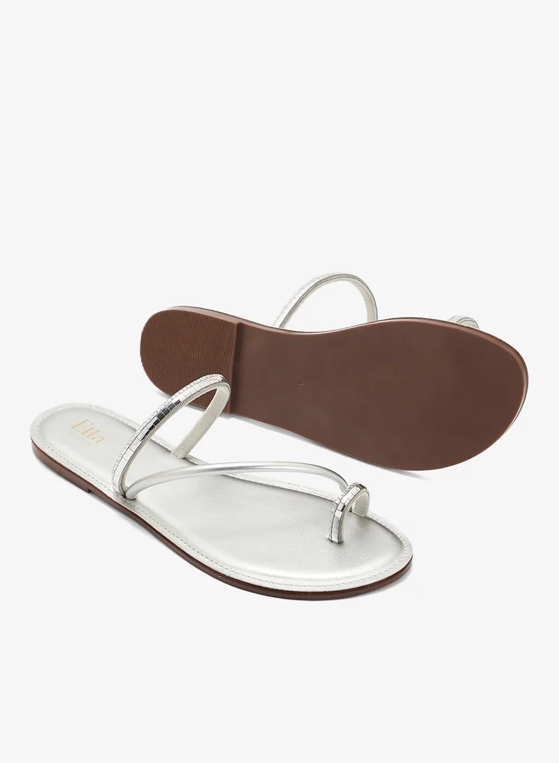 Ella Silver Toe Post Flat Sandal for Women | Best Price UAE