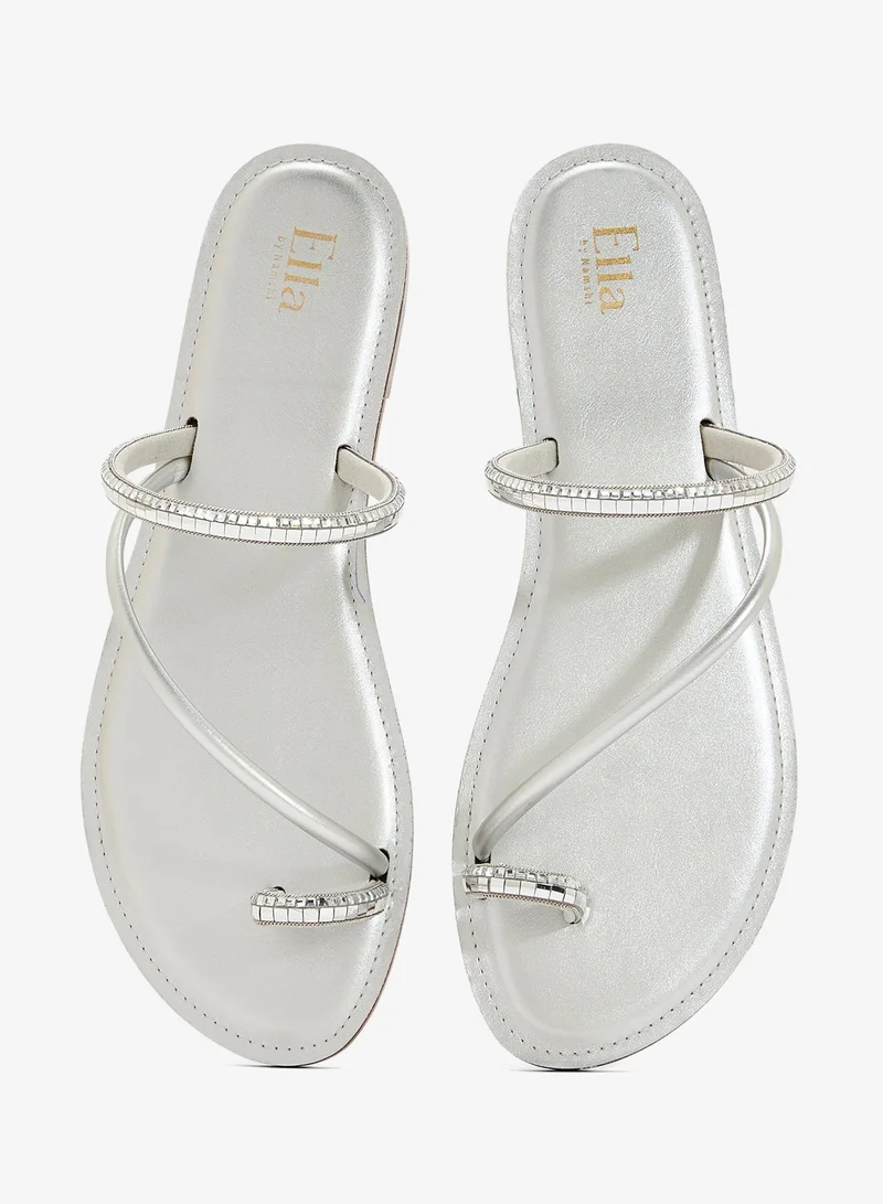 Ella Silver Toe Post Flat Sandal for Women | Best Price UAE