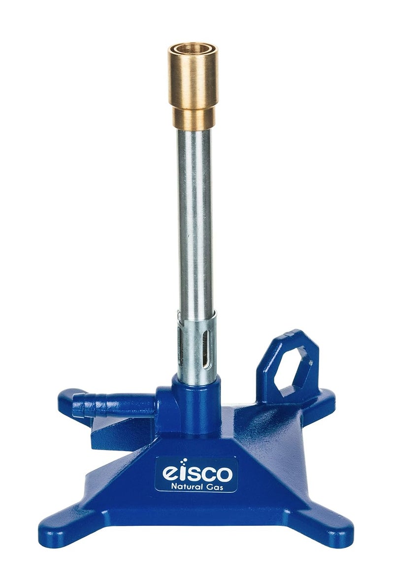 EISCO Bunsen Burner, Natural Gas - Flame Stabilizer, Air Flow Adjustable - Cast Iron StabiliBase, Anti-Tip Design with Handle - Suitable for use with Natural Gas - Image 1