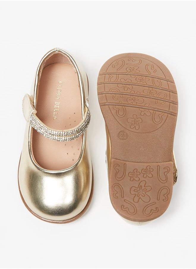 Flora Bella By Shoexpress - Girl's Embellished Mary Jane Shoes With Hook And Loop Closure Ramadan Collection - Image 1