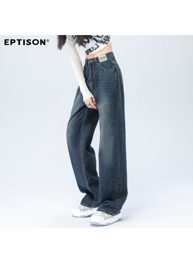 EPTISON Yipin Tiancheng High Waist Floor-length Wide Leg Jeans Women Autumn Loose Slimming Casual Retro Washed Wide Leg Pants Women - Image 1