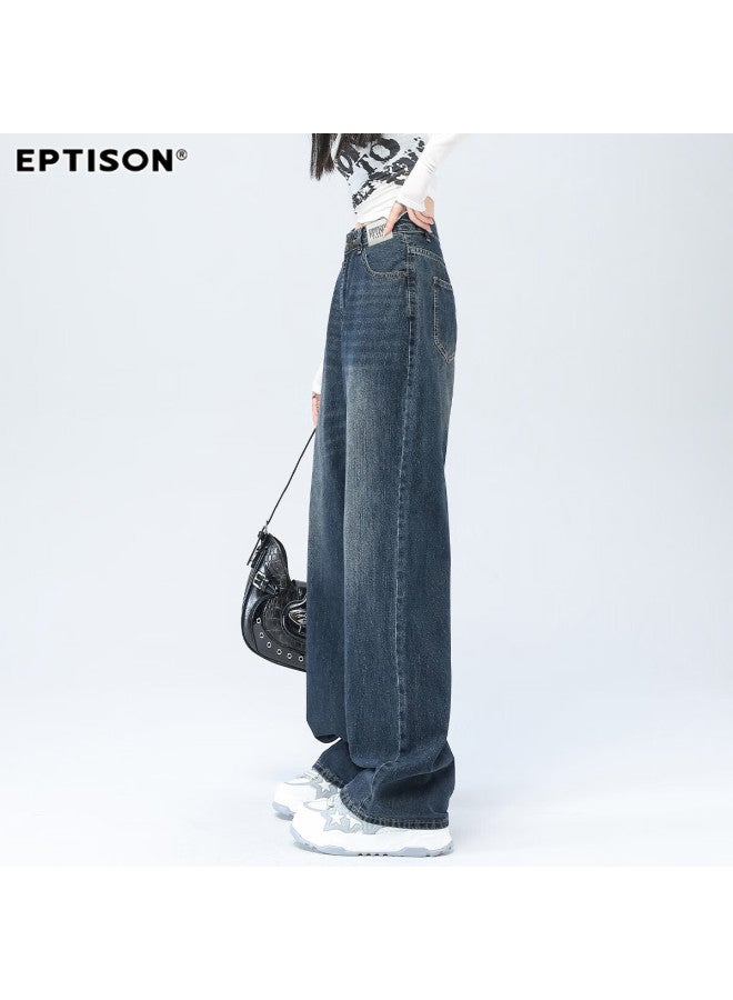 EPTISON Yipin Tiancheng High Waist Floor-length Wide Leg Jeans Women Autumn Loose Slimming Casual Retro Washed Wide Leg Pants Women - Image 2