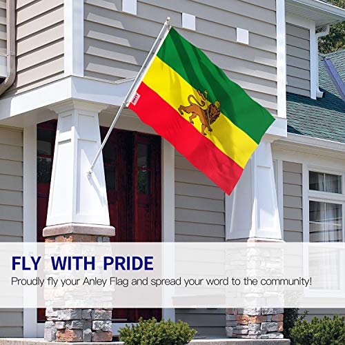 Anley أنلي فلاي بريز 3x5 قدم علم إثيوبيا مع أسد ألوان زاهية ومقاومة للتلاشي على قماش مع رأس قماشي مخيط مزدوج وأعلام أسد يهوذا الإثيوبي من البوليستر مع حلقات نحاسية 3 X 5 قدم - Image 3