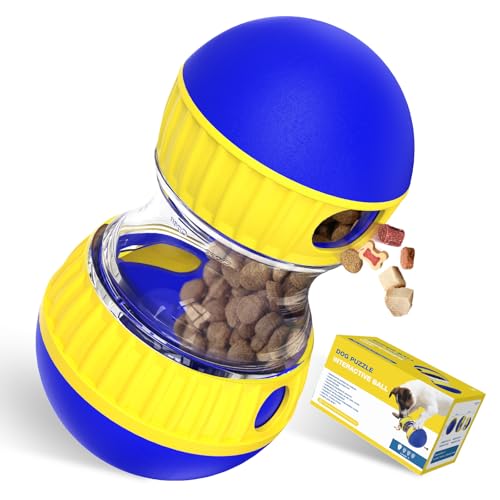 BSISUERM Dog Treat Dispensing Puzzle Toy Adjustable Food Dispenser Slow Feeder Puppy Enrichment Training Rolling Ball Pet Interactive Chase Toys for Small Medium Large Dogs to Keep Them Busy - Image 1