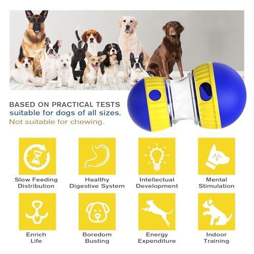 BSISUERM Dog Treat Dispensing Puzzle Toy Adjustable Food Dispenser Slow Feeder Puppy Enrichment Training Rolling Ball Pet Interactive Chase Toys for Small Medium Large Dogs to Keep Them Busy - Image 3