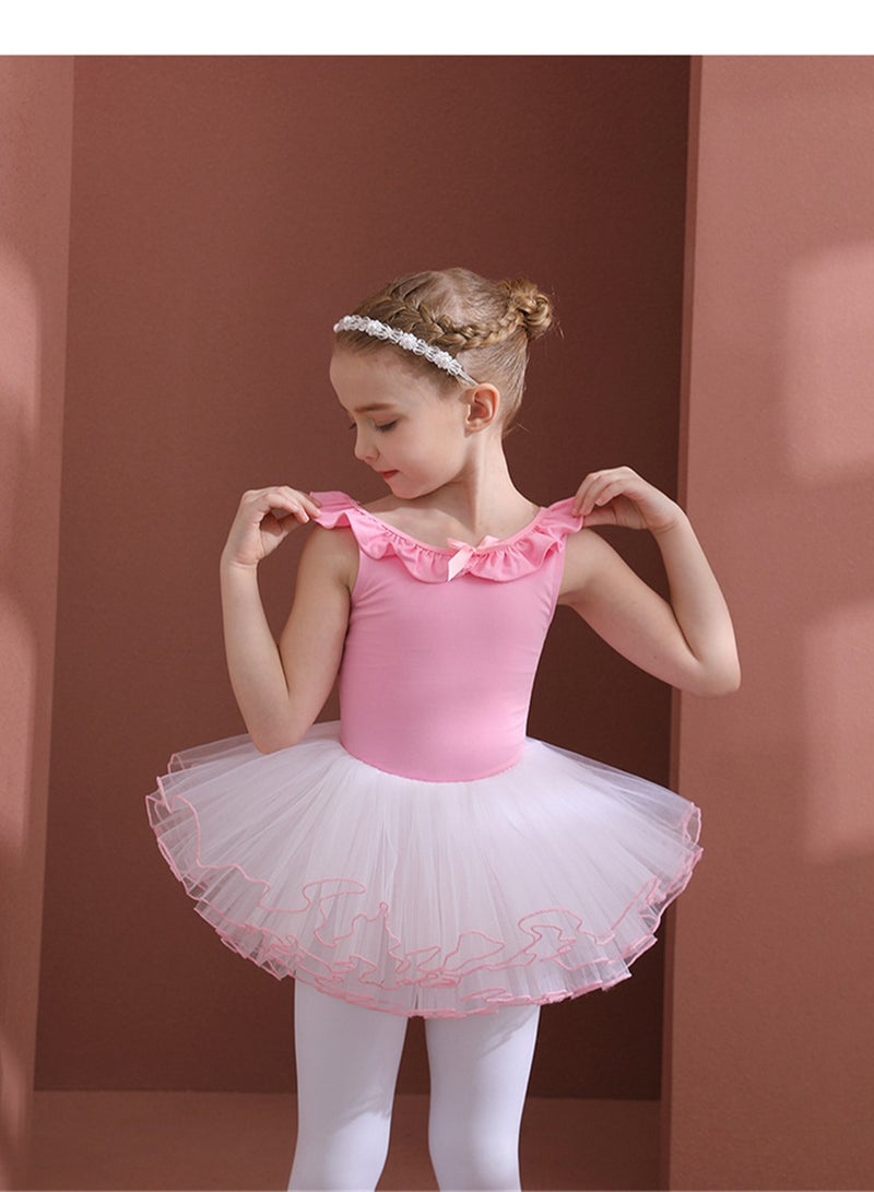 Loquat Children's Dance Dress Training Dress Pure Cotton Ballet Dancing Dress For Children Pink  - Image 1