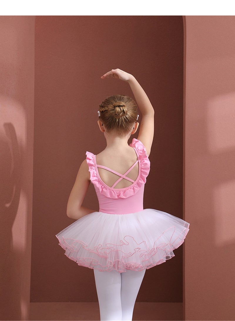 Loquat Children's Dance Dress Training Dress Pure Cotton Ballet Dancing Dress For Children Pink  - Image 2