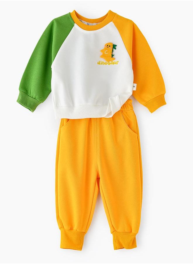 babyqlo Bright Dino Colorblock Outfit for Boys  - Image 1