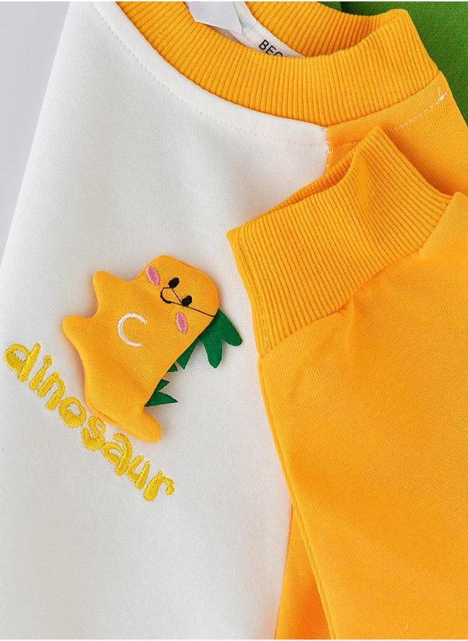babyqlo Bright Dino Colorblock Outfit for Boys  - Image 4