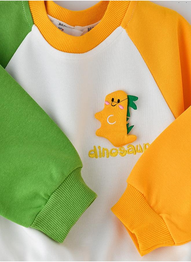 babyqlo Bright Dino Colorblock Outfit for Boys  - Image 2