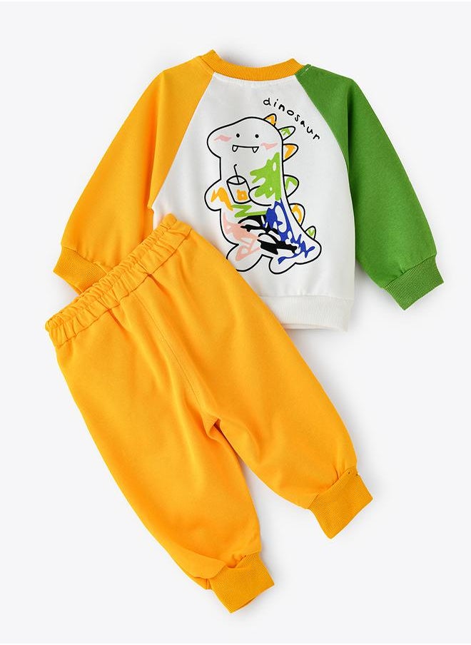 babyqlo Bright Dino Colorblock Outfit for Boys  - Image 3