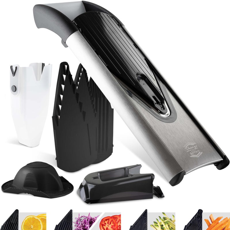 Börner Brner Mandline Slicer V6 Profi Set  Stainless Steel Slicer with VBlade  Adjustable Vegetable Slicer for Vegetables  Fruits  Slices Strips  Dices in Various Thicknesses  Grater 