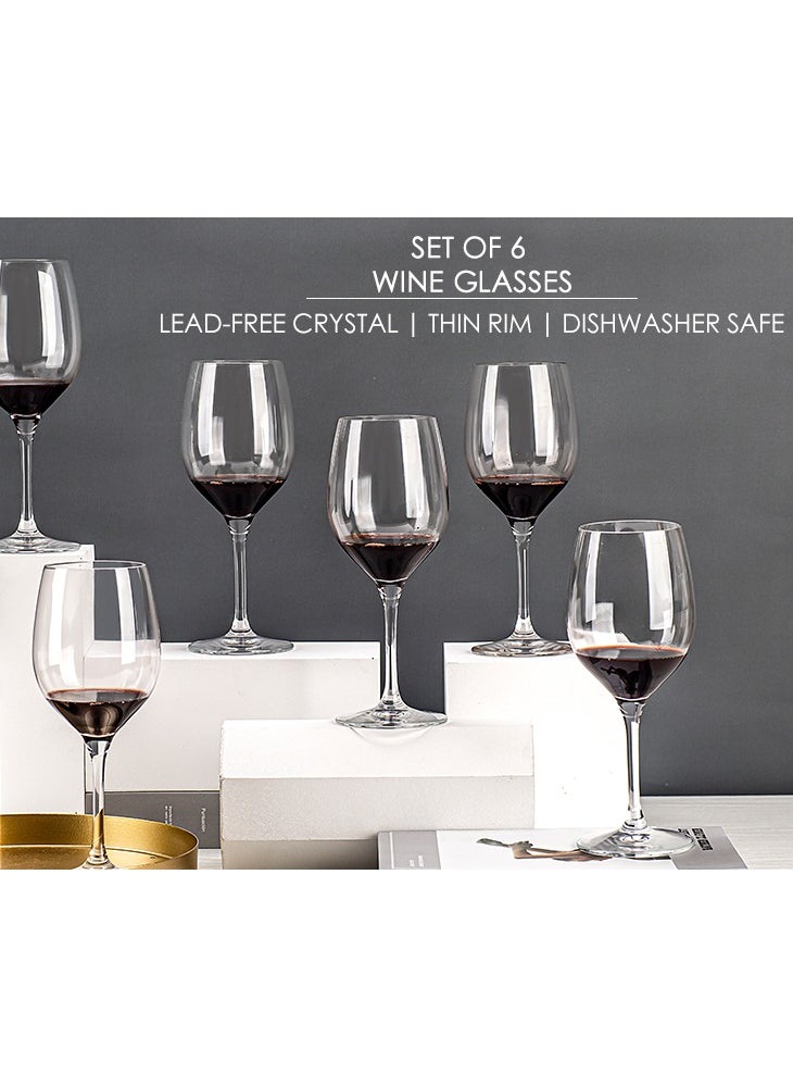3Diamonds - Large Wine Glass Set of 6 by 3Diamonds -Crystal Red Wine Glasses 465 ml (15 1/4 oz) -All-purpose Wine Glasses Set for Celebrations - Anniversary - Wine Glass Gift Set - Image 1
