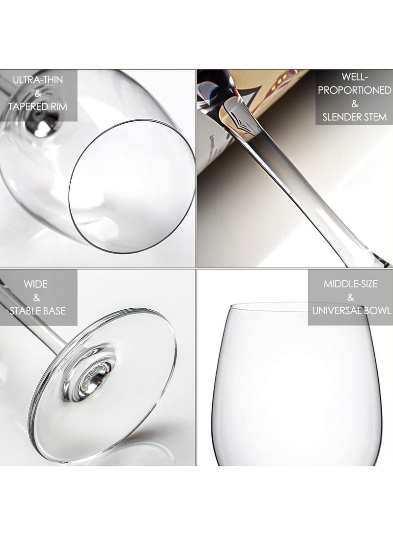 3Diamonds - Large Wine Glass Set of 6 by 3Diamonds -Crystal Red Wine Glasses 465 ml (15 1/4 oz) -All-purpose Wine Glasses Set for Celebrations - Anniversary - Wine Glass Gift Set - Image 1