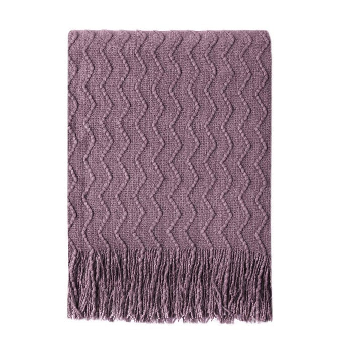 DARK LAVENDER THROW BLANKET 50X60 INCHES THROW TEXTURED SOLID SOFT SOFA COUCH DECORATIVE KNITTED BLANKET