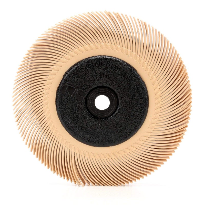 Cubitron Radial Bristle Brush, 6 in x 7/16 in x 1 in 6 Micron with Adapter, Peach, 5/Case - Image 1