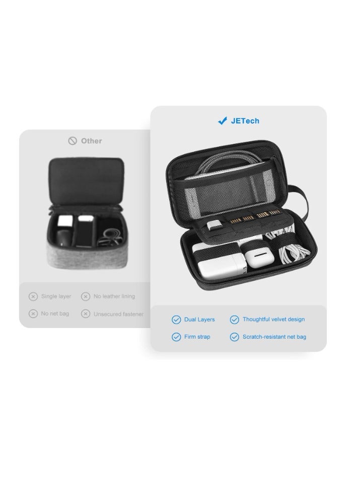 جي تيك حقيبة تنظيم ملحقات السفر من JETech – حقيبة محمولة للملحقات الإلكترونية والكابلات – مناسبة لمحول ماك بوك، الكابلات، قلم اللمس، بطاقات SD والفأرة - Image 3