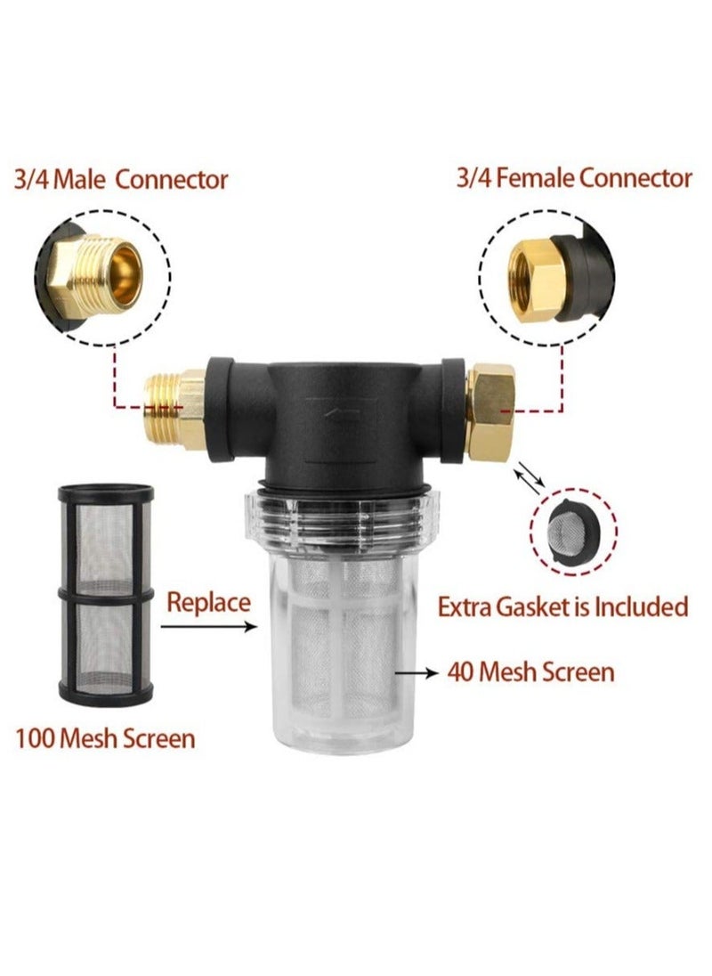 Generic - Garden Hose Filter, Garden Hose Inlet Filter for High Pressure Washer, Sediment Filter Attachment, 40 Mesh Screen, Extra 2 Pcs 100 Mesh, 3PCS O-Ring and 4PCS Filter Hose Washer - Image 1