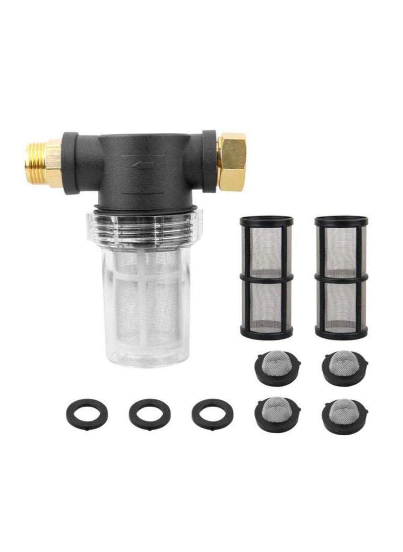 Generic - Garden Hose Filter, Garden Hose Inlet Filter for High Pressure Washer, Sediment Filter Attachment, 40 Mesh Screen, Extra 2 Pcs 100 Mesh, 3PCS O-Ring and 4PCS Filter Hose Washer - Image 1