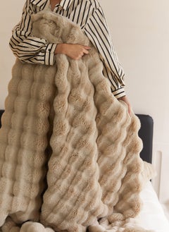 Sharpdo Winter Thickened Rabbit Fleece Blanket, Bedroom Double-sided Plush blanket, Cozy Fluffy Soft Warm Nap Blanket, 180*200 cm  - Image 3