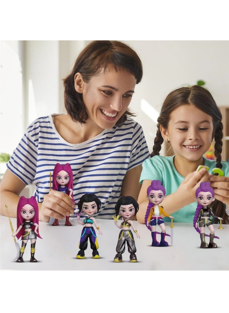 saykfoe Figures Kpop Demon Hunters Action Figure Home Decor Desk Ornament For Hunters Fans 6pcs set - Image 3