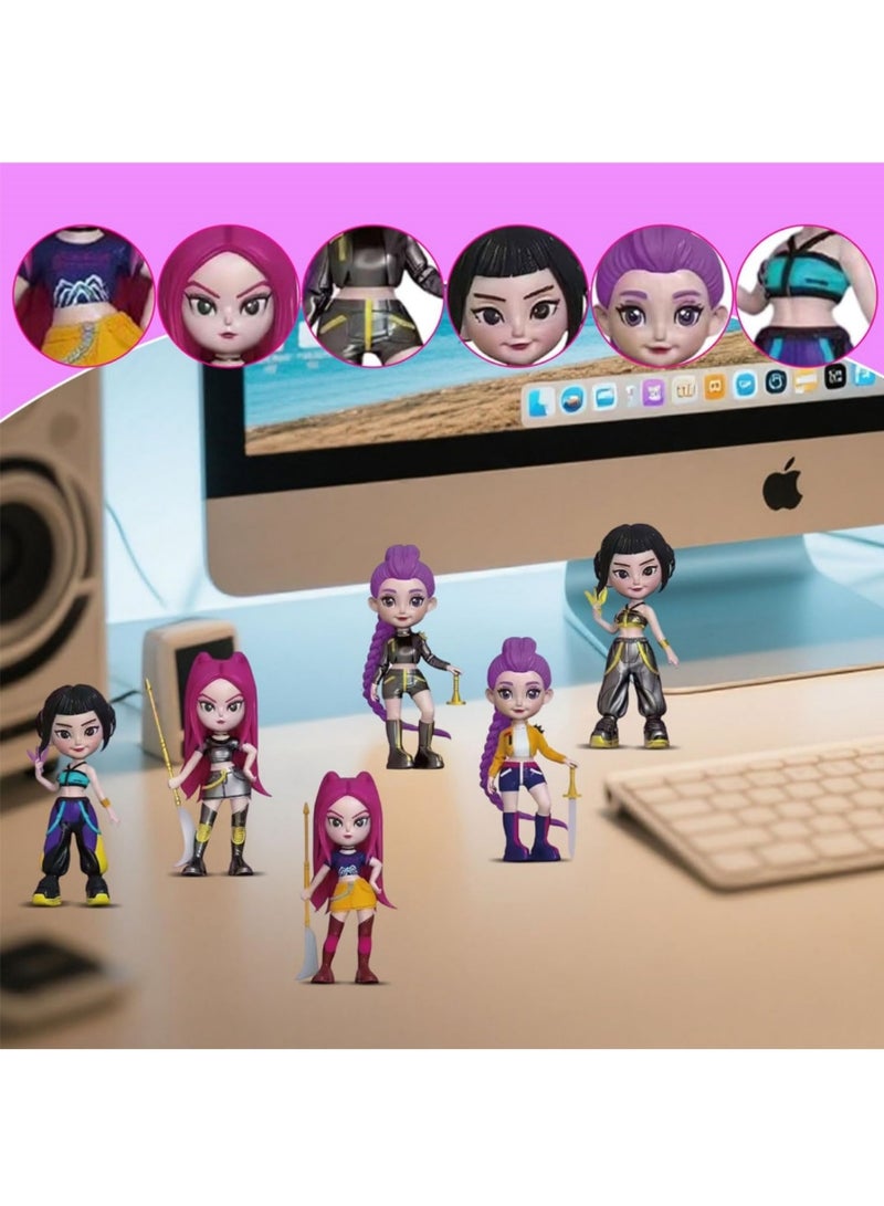 saykfoe Figures Kpop Demon Hunters Action Figure Home Decor Desk Ornament For Hunters Fans 6pcs set - Image 4