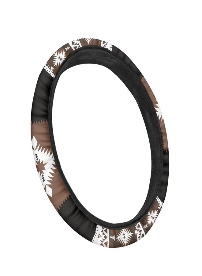 Wanyint Southwest Aztec Brown Black Car Steering Wheel Cover 15 Inch Universal Breathable Soft Anti-Slip Sweat Absorbent Car Accessory Fit for Most Vehicles - Image 2