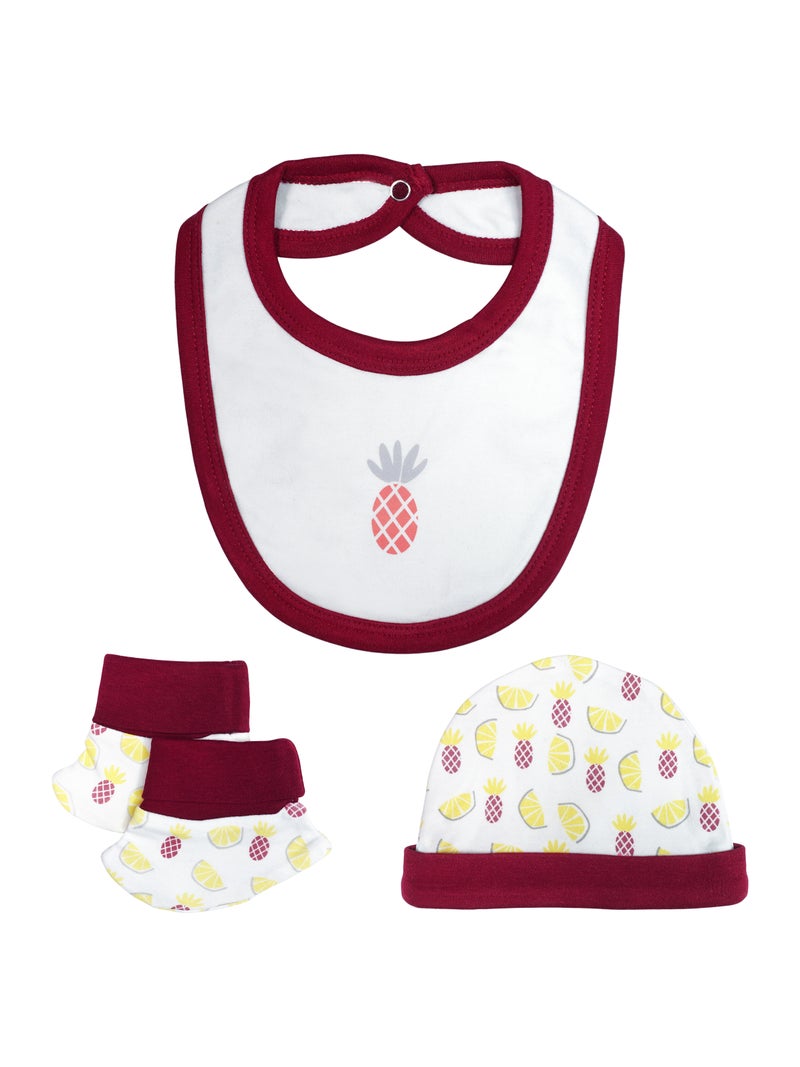 Babies Basic 5 piece Unisex 100% Cotton Sets include Bib, Romper, Mittens, Cap and Sleepsuit/Jumpsuit - Image 4