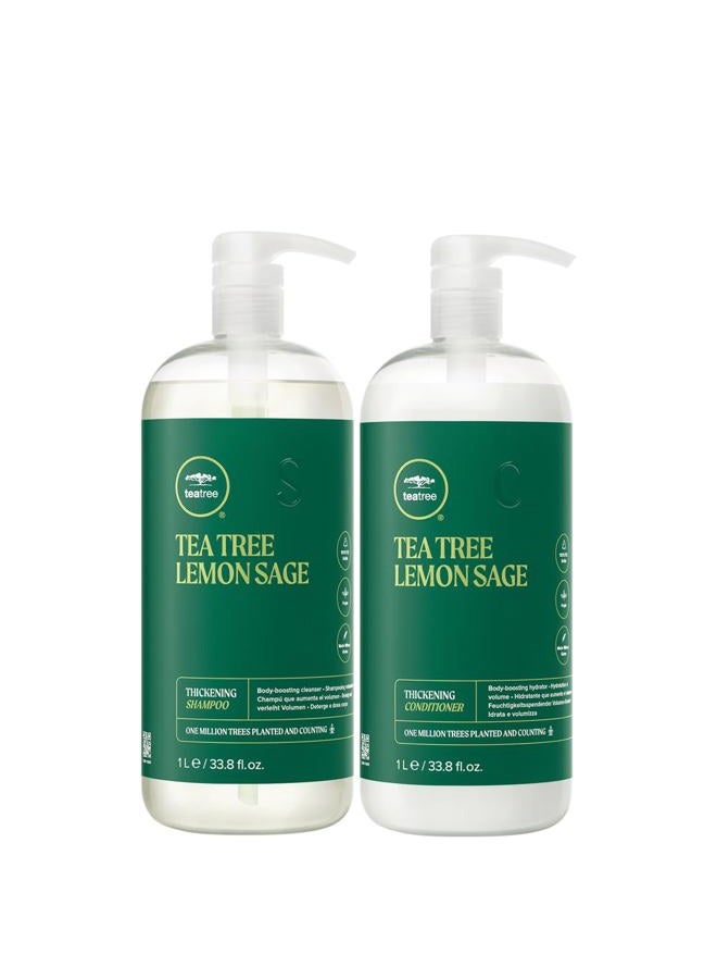 Tea Tree Lemon Sage Shampoo and Conditioner Liter Duo Set - Image 1
