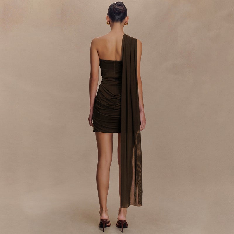 2026 Summer Ribbon Shirred Dress Women's Bodycon Mini Dress - Image 4
