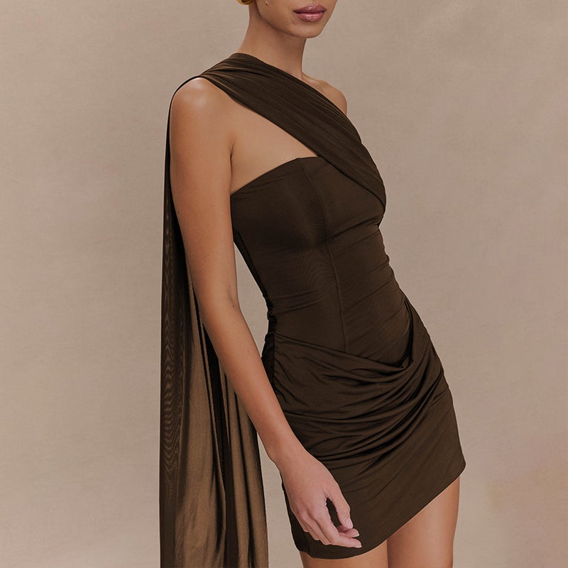2026 Summer Ribbon Shirred Dress Women's Bodycon Mini Dress - Image 3