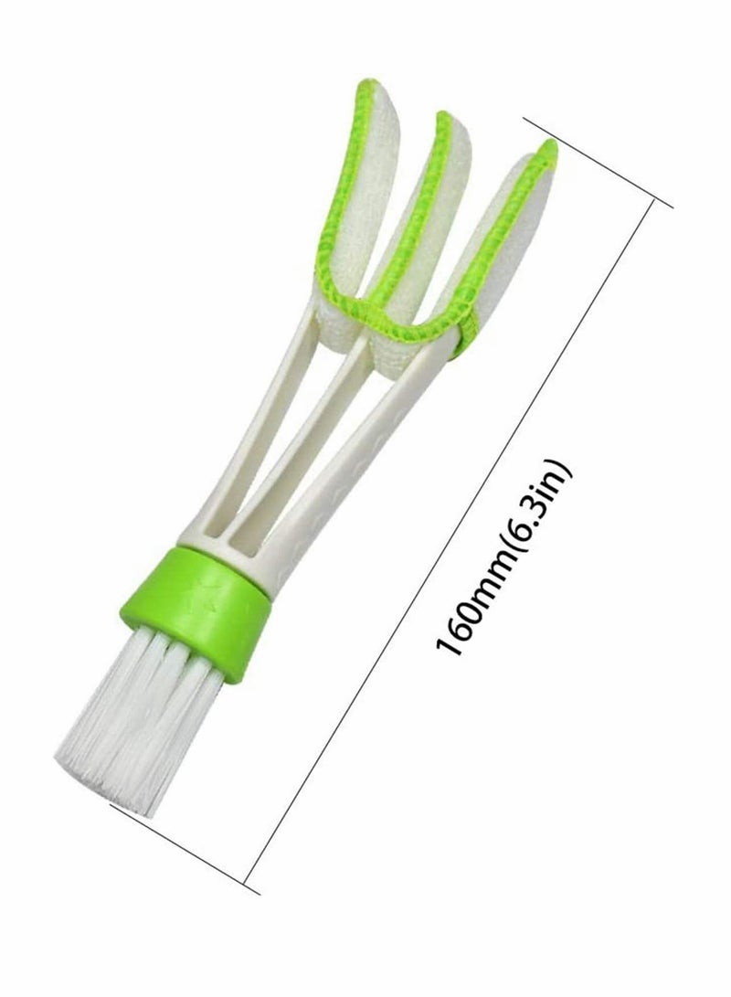 KASTWAVE Microfiber Blind Duster, Multifunction Cleaning Brush Cleaner Brush for Window Shutters Vent Air Conditioner, Dust Collector Cleaning Cloth Tool White and Green 2 Pcs  - Image 2