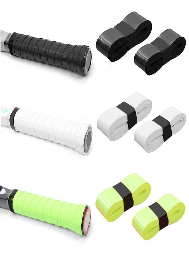 6 Pack Tennis & Badminton Racket Grip Tape, Absorbent Dry Feel Badminton Racket Grip Tape Overgrip Replacement for Squash Baseball Bat Softball Bat (3Colors) - Image 1