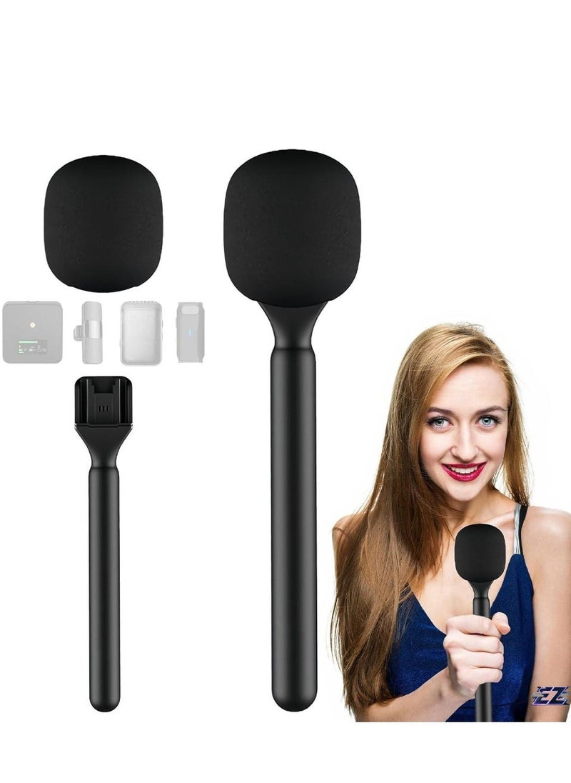 ELTRAZONE Universal Interview Handheld Adapter Stand Holder Wireless Lavalier Microphone Mount for Wireless GO I/II, Rode Wireless Me/Pro, DJI Mic 1/2, Universal Handheld Mount for Interviews, Podcasts, and Content Creation - Image 1