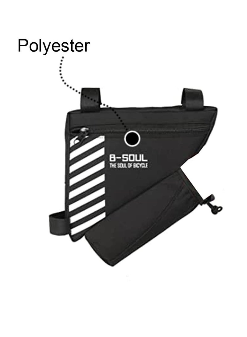 دارك هورس حقيبة إطار دراجة مثلثة الشكل مع حامل زجاجة ماء، حقيبة أنبوب علوية مقاومة للماء للدراجات، حقيبة تخزين إطار الدراجة للهاتف والمحفظة والمفاتيح والأدوات، للاستخدام مع ملحقات الدراجات على الطرق والدراجات الجبلية - Image 3